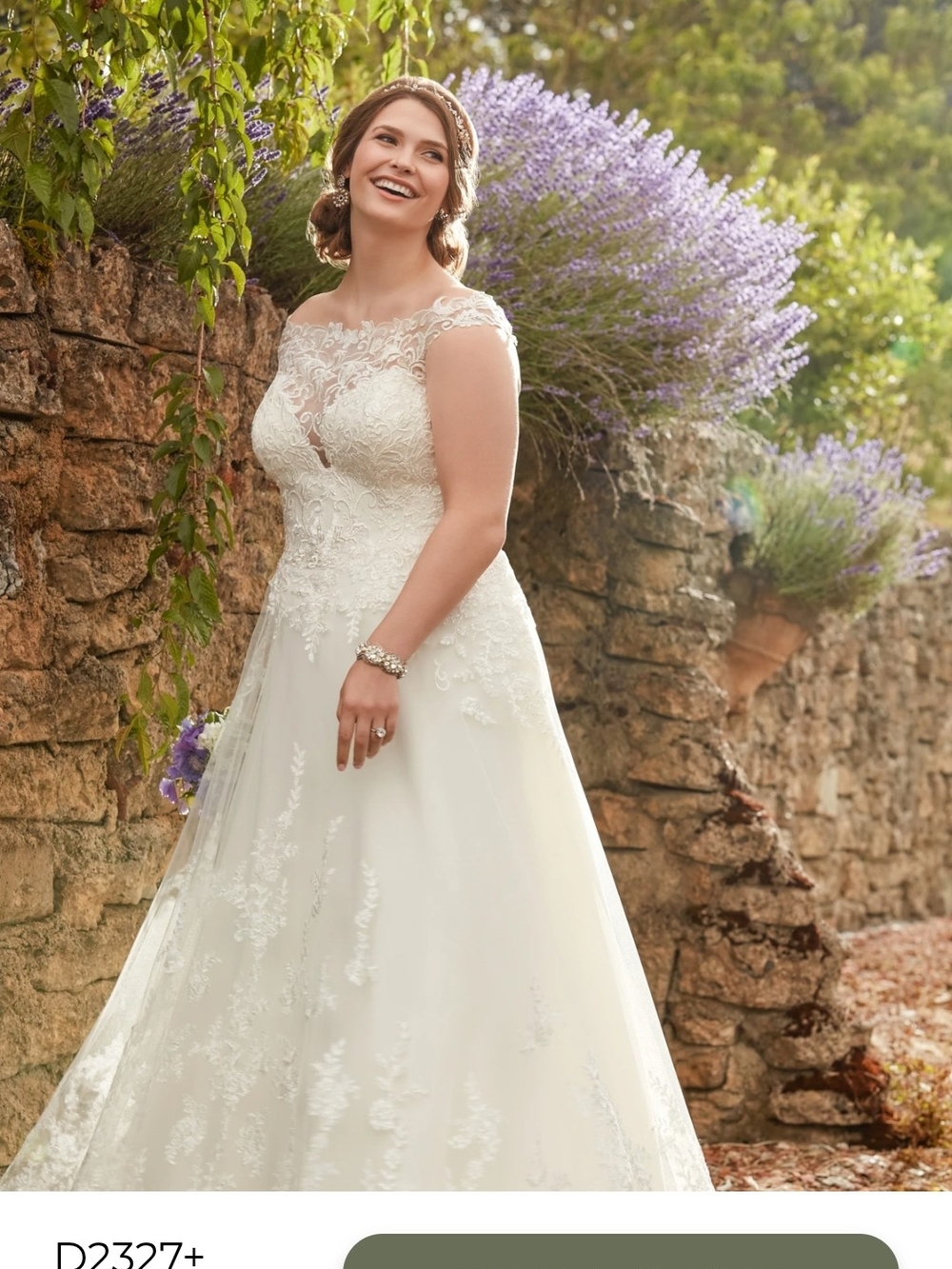 Ivory Lace A-Line Wedding Dress with Illusion Neckline